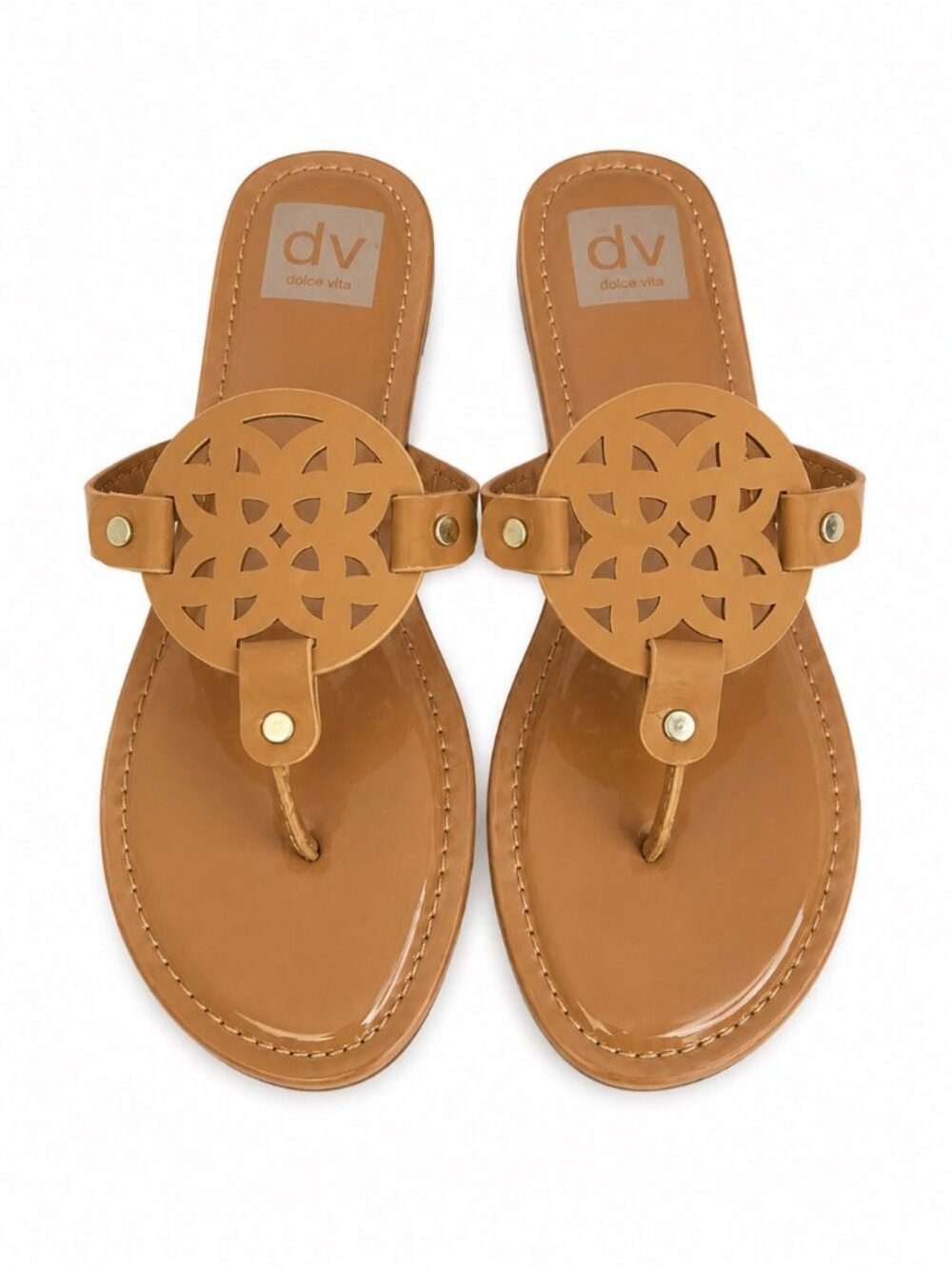 Dolce Vita Tan Laser-Cut Medallion Thong Sandals